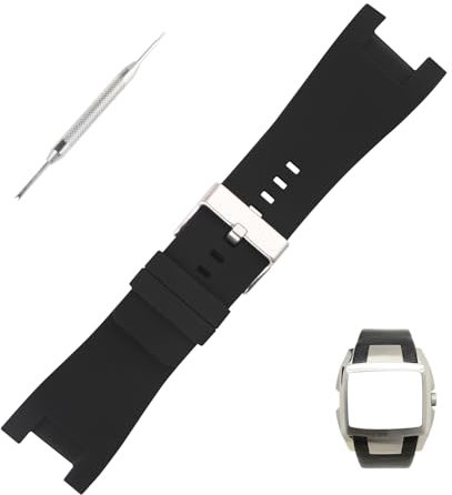Topuly Ersatz-Uhrenarmband aus Gummi für Diesel DZ1215, DZ1216, DZ1273, DZ1282, DZ1430, DZ4246, DZ4247, DZ1453, DZ4286, DZ4287, DZ4288, 32 mm, Silikon-Armband für Herren und Damen (schwarz)
