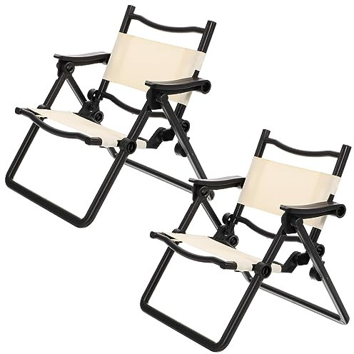 Toyvian 2st Mini-Schreibtisch Aus Holz Puppenhausstuhl Mini-stuhlmodell Miniatur-strandkorb Mini-gartenstuhl Mikro-Schreibtisch Miniaturstuhl Puppenhaus-klappstuhl Kleiner Handy Stoff