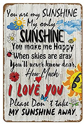 Bioputty Holzschild You are My Sunshine, Retro, You are My Sunshine, Holzschild, Neuheit, Blechschild, Bar, Pub, Vintage, Retro, Wanddekoration, Heimgruppe, Veranda, Metallschild, 20,3 x 30,5 cm