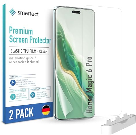 smartect TPU Schutzfolie 2 Stück für Honor Magic 6 Pro | HD Panzerfolie Anti-Kratzer, Displayschutz Ultra-klar, Blasenfrei, Fingerabdruck kompatibel, Hüllenfreundlich