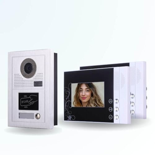 BT Security Portier interphone vidéo Classic-2 4 Fils - 2 écrans Noirs - avec Lecteur de Badge