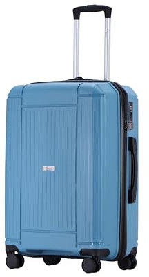PCG THE HARD CASE (Ice Blue, XL -Premium Hartschalenkoffer-mit TSA Schloss-4 Rollen-Leichter Reisekoffer- robust & stabil -Trolley mit Teleskoparm