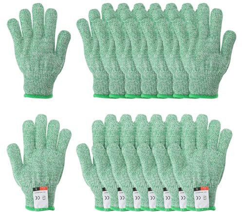 PATIKIL Cut Resistant Gloves, 8 Pair Level 5 Protection Anti Cutting Gloves Cut Proof Gloves for Kitchen Wood Carving Working, Large, Green