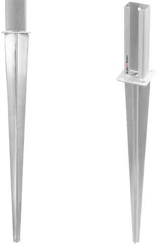 KOTARBAU® Pfostenträger für Zaunpfosten 60x40 mm Feuerverzintkt Stahl Einschlaghülse Bodenhülse Doppelstabmattenzaun für Pfosten 60x40 mm Einschlaghülsen Einschlagbodenhülse Pfostenschuhe