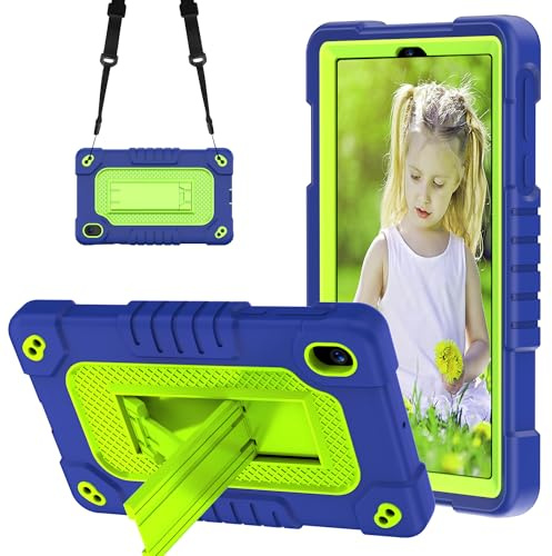 FIEWESEY for Walmart Onn 7 inch Tablet Gen 4 Case/for Onn 7 inch Tablet Case 2024 Model,Heavy Duty Kids Shockproof with Kickstand Shoulder Strap Case for Onn 7 2024 Model:100135924 Tablet(Navy/Green)