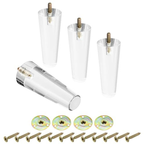 QUARKZMAN Acryl Möbelfüße 120mm/4.72 Lang Ersatz Sofa Füße Kabinett Modern Klar Dekor Heimwerker mit Montage Hardware Set von 4 für Sofa Bank TV Ständer Stuhl Kommode
