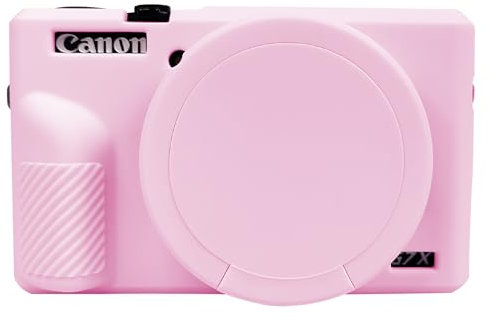 Camera Case for Canon G7 X Mark III, Soft Silicone Camera Protective Cover Body Skin with Removable Lens Cover for Canon Powershot G7X Mark III DSLR Camera,Pink
