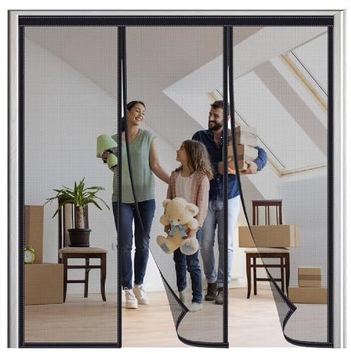 Zanzariere Porta Finestra Pieghevole 285x210cm Zanzariera Magnetica Porta Finestra,Zanzariera Porta Finestra Tenda Traspirante Zanzariere Anti Zanzare Insetti, per Balcone Nero