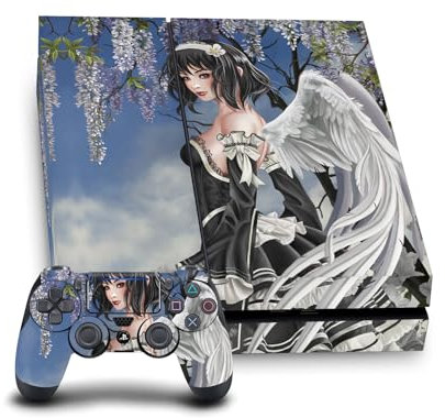 Head Case Designs Offizielle Nene Thomas Engel Und Blumen Anime Fee Gotisch Vinyl Haut Gaming Aufkleber Abziehbild kompatibel mit Sony PlayStation 4 PS4 Console and DualShock 4 Controller Bundle