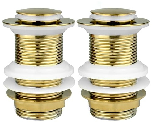 Xcel Home 2 Stück Gold Ablaufgarnituren ohne Spalt Click Clack Messing