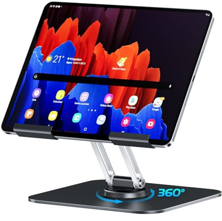 NEUTYPECHIC für iPad Ständer Verstellbare, 360° Faltbarer Tablet Halterung, Aluminium Tablet Ständer für iPad 12, 9, 3 Air, Mini, Tablet Halterung Tisch für 4-13.0 Zoll Tablets und Telefone (Schwarz)