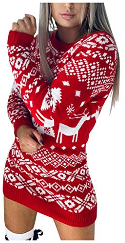 MOVAWAKY Robe De Noël Élégante Pour Femme - Sweat À Capuche Moche Hiver Grande Taille, Pull Loisirs Avec Renne Imprimé, Casual Hoodie Wapiti