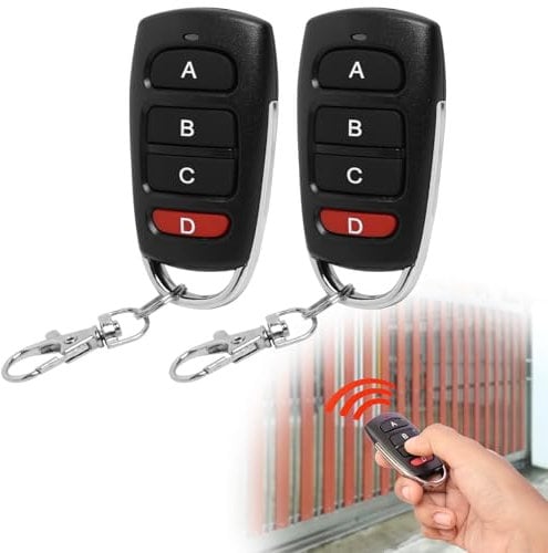 Garage Door Remote Control Fob, 2Pcs 433Mhz Gate Opener Gate Remote Control Garage Remote Control Key Fob Keychain Universal Roller Door Remote for Garage Door Roll-up Door Retractable Door