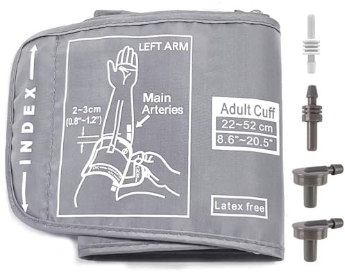 Blutdruckmanschette, Manschette Blutdruckmessgerät mit 4 Stück extra Gelenken, XL-Ersatzmanschette Tragbare Blutdruckmessgeräte Kompatibel mit den Meisten Blutdruckmessgeräten, Silbergrau(22-52cm)