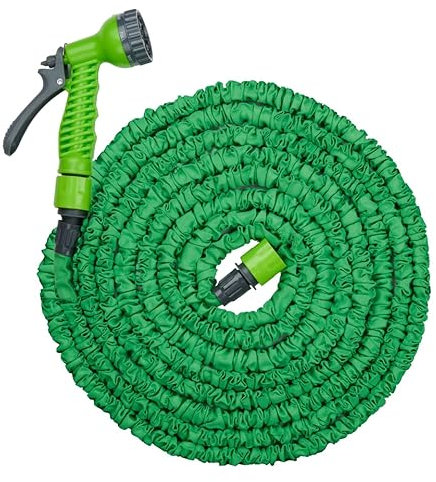Kinzo Tuyau d'Arrosage Extensible 15M – Tuyau Arrosage avec Pistolet – Tuyaux d'Arrosage pour Jardinage – Compact et Pratique – Vert