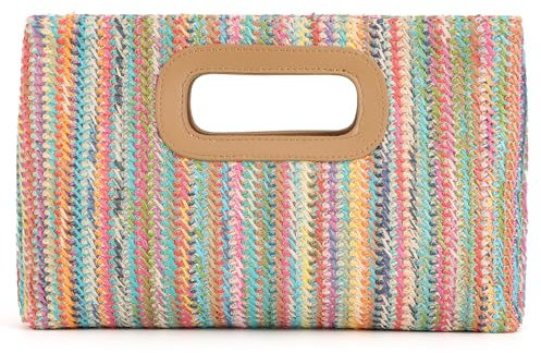 SUKUTU Clutch Handtaschen für Frauen Top Handle aus gewebtem Stroh Clutch Geldbörse Schulter Umhängetasche Sommer Raffia Tasche