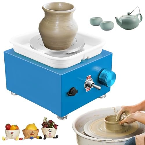 Mini Tornio per Ceramica, Tornio per Argilla Elettrico da 2000 RPM - velocità Regolabile, Kit Ruota in Ceramica Fai da Te con Giradischi in Argilla, Bacinella Acqua e Utensili