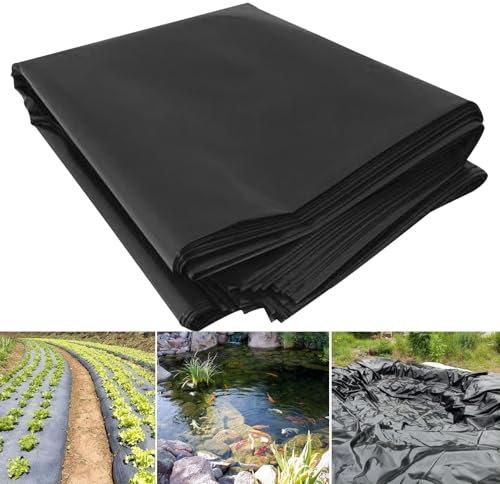 Teichfolie für den Garten 4x6m 5x8m 6x10m 8x12m 10x15m | Feuchtigkeitsbeständige Polyethylen-Plane für den Außenbereich | Strapazierfähige, robuste Teichfolie für Koiteiche, Wasserspiele(6x6m)