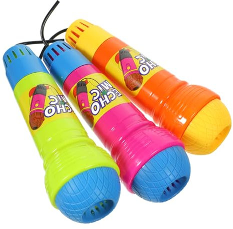 VANZACK 3Pcs Echo Microphone Toy for Boy Girl Lightweight Simulated Microphone Props for Stage Performance and Pretend Play Design Random Colors