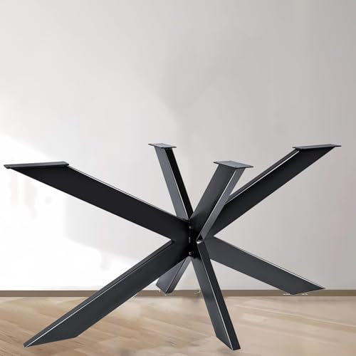 SZITW Pieds de Table en métal Style araignée, Montage Facile, Cadre de Table à Manger en Acier avec revêtement en Poudre, Noir (98 x 40 x 43 cm)