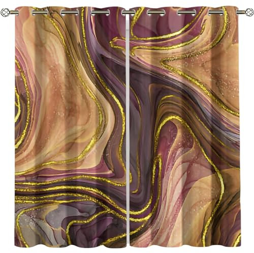 SVTUSR Vorhang Blickdicht 3D Gold Retro Luxus Vergoldete Textur Ösenschal 2Er Set 280X260Cm Fenster Gardinen Mit Ösen Verdunkelungsvorhang Wohnzimmer Kinderzimmer Thermovorhang Schallschutz Vorhänge