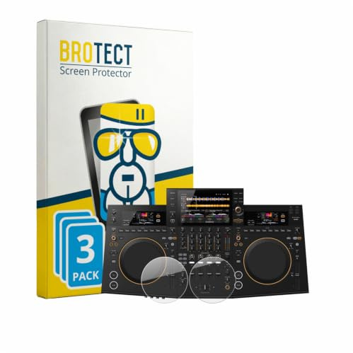 BROTECT Schutzglas für Pioneer DJ OPUS-QUAD (Jog) | 3 Stück Transparenter Displayschutz Made in Germany Schutzfolie Panzer Folie Glas 9H Anti-Fingerprint Einfache Montage Clear