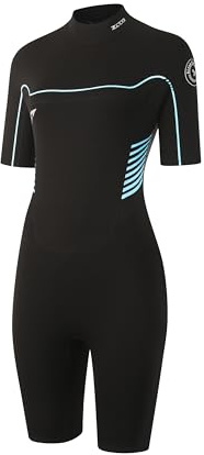 ZCCO Neoprenanzug Shorty Damen Herren, 3/2mm CR Neoprene Kurze Blau L