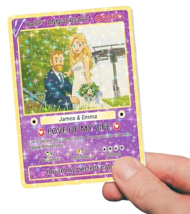 LongGenius Individuelles Poke-Karten-Porträt vom Foto – personalisiertes Anime-Poster, benutzerdefinierte Illustrationskarte, Cartoon-Kunst