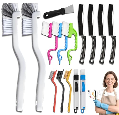 Fugenreinigungsbürste Set, Bad Reinigungsbürste (26cm*15) | Hartborsten Ecken Reinigungsbürste Spaltreinigungsbürste für Fliesenböden, Küche, Fahrzeug, Toilette
