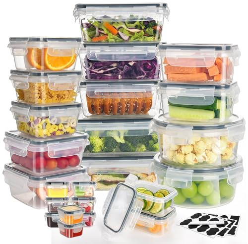 Alivio 24Pc Food Storage Containers, Meal Prep Containers with Leakproof Lid, Airtight Lunch Box, Microwave, Oven, Freezer & Dishwasher Storage Box Multiple Size (Transparent, Set of 24pc)