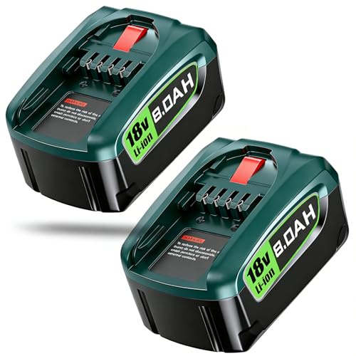 2X 8.0Ah/8000mAh Ersatzakku für Bosch PBA PSB PSR 18V Akku, Kompatibel mit 18V Green Tools House & Garden 18 V System (Nicht kompatibel mit der Bosch-Staubsauger Unlimited Serie)