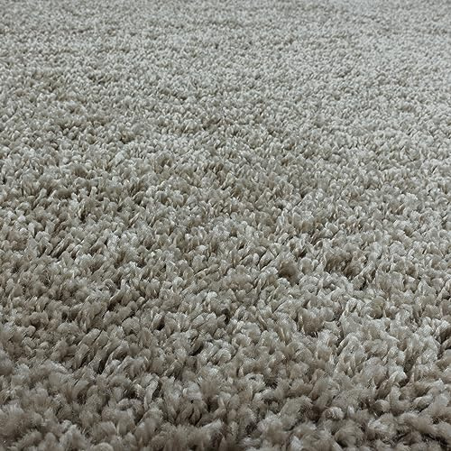 KADIMA DESIGN Hochflor Shaggy Teppich Einfarbig Edel Weich Kuschelig Angenehm Waschbar Strapazierfähig Hochwertig 30mm Flor Rund Natur 120x120 cm Schlafzimmer Esszimmer Schadstoffgeprüft | Spree