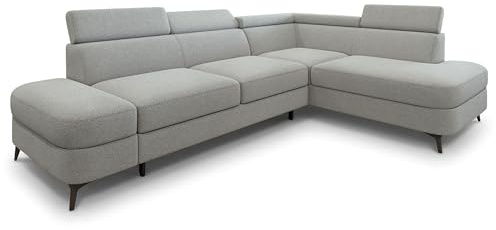 Masseno Ecksofa AVISE Q R-S mit Schlaffunktion L-Form, Klassisch Sofa mit Bettkasten, Wohnzimmersofa, Couch, Soffa, Bettsofa, Couchgarnitur - Hellgrau, Quelle 83