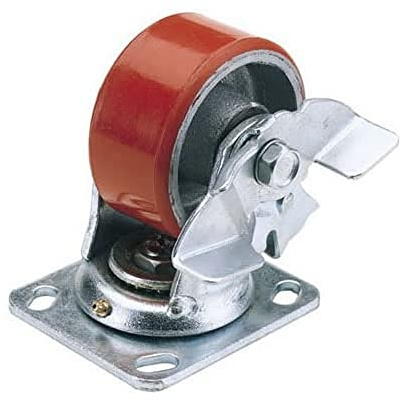 Draper 65530 160 mm-Diameter Polyurethane Castor Swivel Plate with Brake