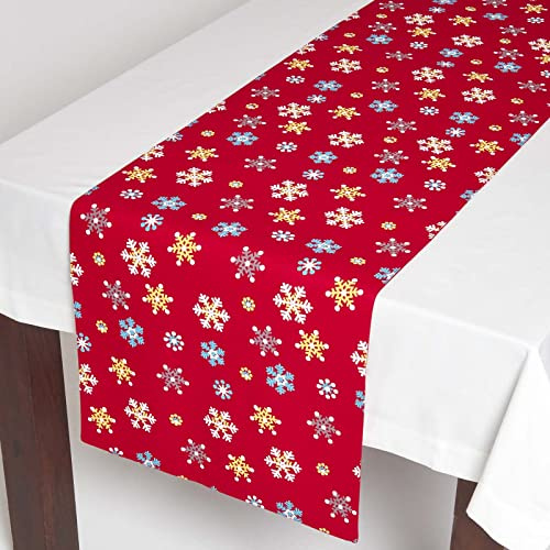 Homescapes festlicher Tischläufer, rot-Gold, 100% Baumwolle, Läufer für Esstisch und Küchentisch, Weihnachts-Tischläufer, 44 x 178 cm