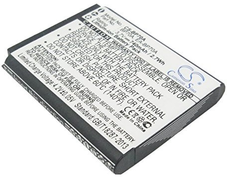 CS-BP70A Battery 740mAh compatible with [Samsung] AQ100, DV100, DV101, DV150, DV150F, DV90, EC-MV800ZBPBUS, EC-PL120ZBPBUS, EC-SL50ZZBPBUS, EC-ST65ZZBPUUS, EC-ST95ZZBPBUS, ES30, ES65, ES67, ES70, ES7