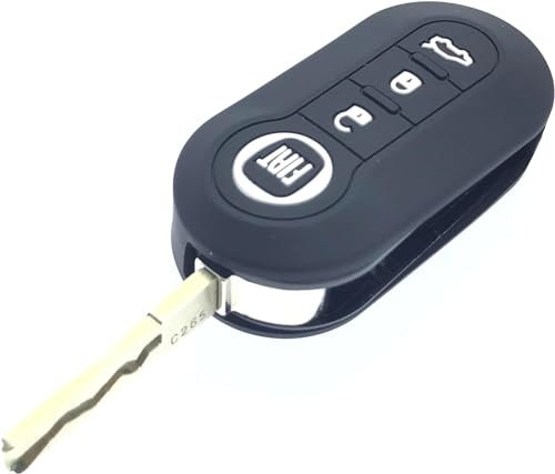 Guscio in 100% silicone per chiave telecomandata Fiat, a scatto, a 3 pulsanti, per Fiat 500/500L, Abarth, Grande Punto, Brava, Panda, Stilo, Linea