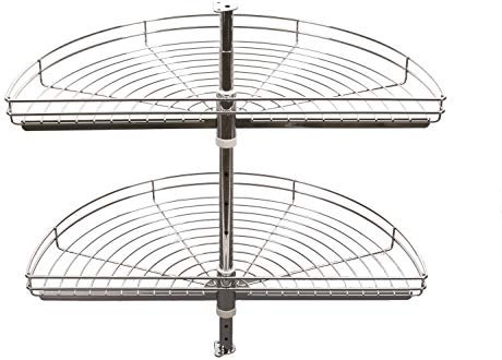 REJS Half Kitchen Cabinet 180 Degree Corner Carousel Storage System (Chrome, Ø600)