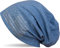 styleBREAKER Beanie Mütze USA Flaggen Design mit Strass-Applikationen, Unisex, Jersey leicht Übergang Frühling Herbst, Farbe:Jeansblau meliert