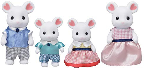 Calico Critters, Marshmallow Mouse Family, Dolls, Dollhouse Figures, Collectible Toys, 3 inches
