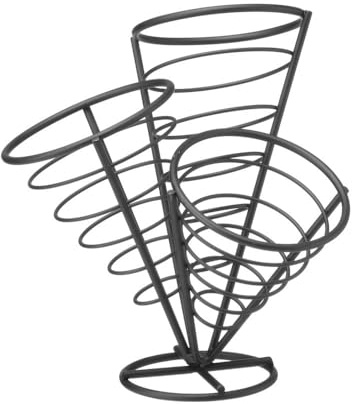 HENDI Pommeshalter, Pommestütenhalter, Pommesständer, Pommeskorb, snack-korb, Gestell für 3 Pommestüten, 270x270x(H)280mm, Schwarz