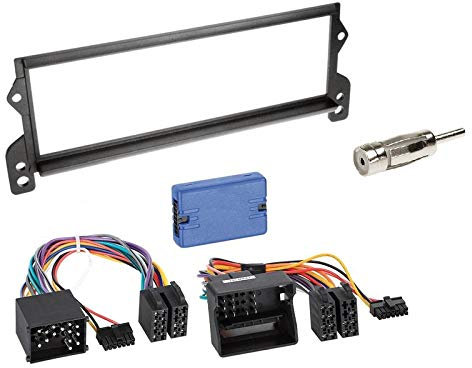 1 DIN Radio Einbauset mit Lenkradfernbedienung für Mini R50 One/Cooper 2001-2006 schwarz