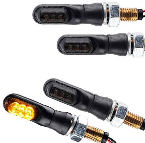 Motorrad LED Mini Blinker Spark schwarz smoke getönt Miniblinker e-geprüft vorne hinten 12V (2 Paar)