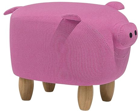Beliani Verspielter Schweinchen-Hocker in Rosa Tierhocker für Kinder Piggy