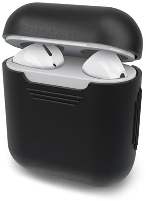 subtel® Silikonhülle Schwarz für AirPods Gen. 1 & 2 - Schutzhülle mit Ladecase Cover - AirPod Tasche - Schutz vor Kratzer, Stoß, Sturz & Fallschaden - Täglicher Gebrauch