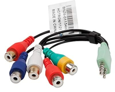 Video Cable BN39-01154W 0.3m 3.5mm Male 2.5mm Male to 5RCA Female Plug Audio Video AV Adapter Cable Cord for Samsung LED TV, Compatible ME40A ME40B ME46A ME46B ME55A ME55B ME65B ME75B Series TV