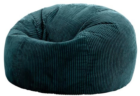 Icon Kingston Sitzsack Cord, Blaugrün, Sitzsack Erwachsene mit Füllung, Bean Bag, Cord Sessel, Lounge Sessel, Lounge Stuhl, Schlafzimmer, Wohnzimmer, Wohnzimmer Möbel