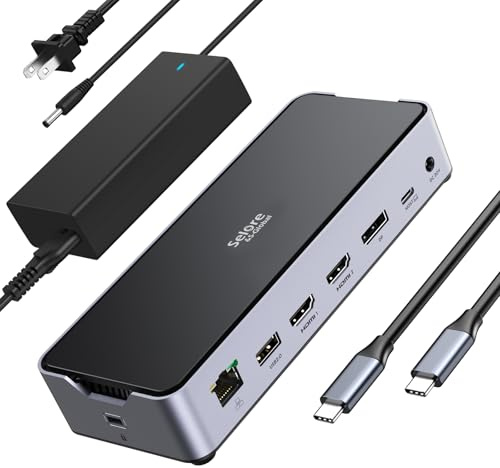 USB C Laptop Docking Station 3 Monitors,150W DC Power for Dell/Lenovo/HP
