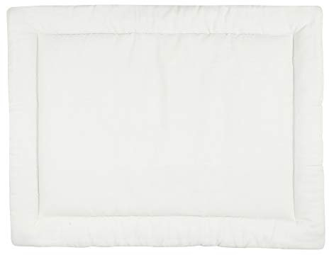 KraftKids Krabbeldecke Leinen leicht grünes Weiß, gepolsterte Babydecke aus hochwertiger Baumwolle in den Maßen 100 x 135 cm