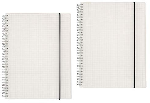Shulaner Cahier Spirales A4 Petits Carreaux, 80 Feuilles Carnet de Notes Spirale Petits Carreaux, Couverture de pp Bloc Note Spirale Grid Notebook avec ceinture élastique, Lot de 2 - Petits Carreaux